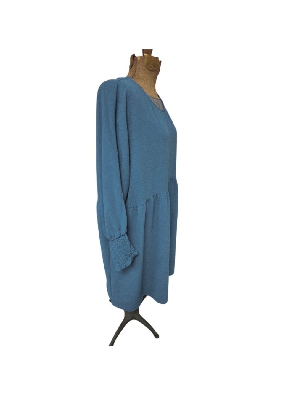 Dokotoo Blue 2XL Smocked Cuff Long Sleeve Tiered Dress Polyester Smocked Cuff - Picture 2 of 10